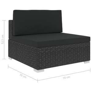 Set mobilier de grădină cu perne, 6 piese, negru, poliratan - Img 10