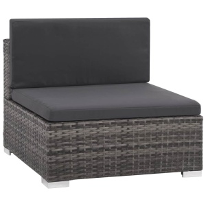 Set mobilier de grădină cu perne, 7 piese, gri, poliratan - Img 3