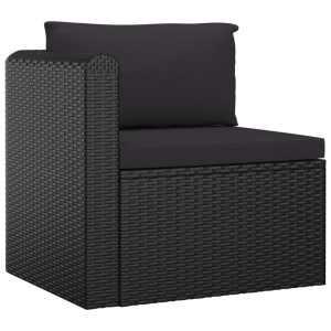 Set mobilier de grădină cu perne, 7 piese, negru, poliratan - Img 3