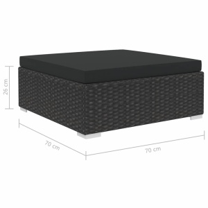 Set mobilier de grădină cu perne, 7 piese, negru, poliratan - Img 11