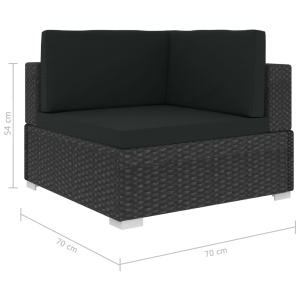 Set mobilier de grădină cu perne, 7 piese, negru, poliratan - Img 9