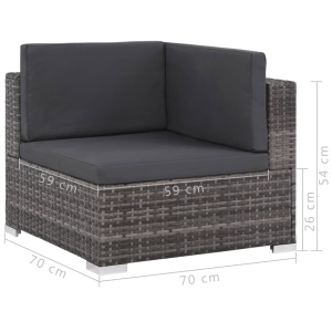 Set mobilier de grădină cu perne, 8 piese, gri, poliratan - Img 10