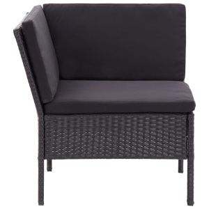 Set mobilier de grădină cu perne, 8 piese, negru, poliratan - Img 7