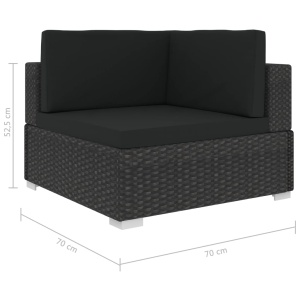 Set mobilier de grădină cu perne, 8 piese, negru, poliratan - Img 7