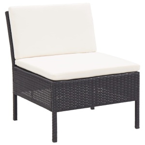 Set mobilier de grădină cu perne, 8 piese, negru, poliratan - Img 12