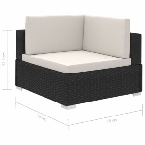 Set mobilier de grădină cu perne, 8 piese, negru, poliratan - Img 6