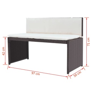 Set mobilier exterior pliabil, 5 piese, maro, oțel, poliratan - Img 10