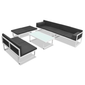 Set mobilier grădină, 5 piese, negru, textilenă și aluminiu - Img 3