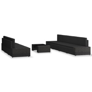Set mobilier grădină, 8 piese, negru, poliratan - Img 2