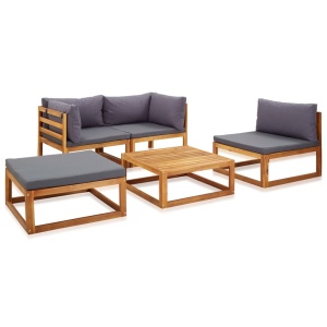 Set mobilier grădină cu perne, 5 piese, lemn masiv acacia - Img 3