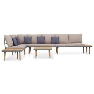 Set mobilier grădină cu perne 5 piese, maro, lemn masiv acacia - Img 2