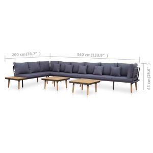 Set mobilier grădină cu perne, 7 piese, lemn masiv de acacia - Img 6
