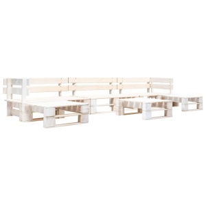 Set mobilier grădină din paleți, 6 piese, alb, lemn