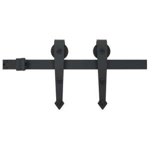 Set piese pentru ușă glisantă, negru, 183 cm, oțel - Img 2