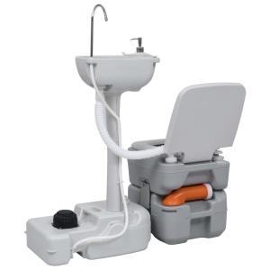 Set suport chiuvetă și toaletă portabilă pentru camping, gri - Img 6
