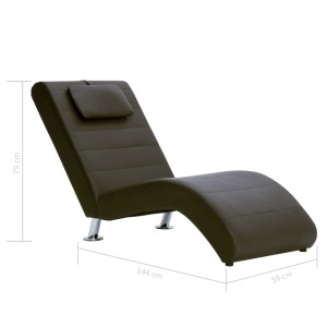 Șezlong cu pernă, maro, piele artificială - Img 9