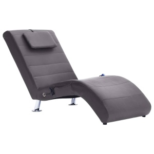 Șezlong de masaj cu pernă, gri, piele artificială - Img 2