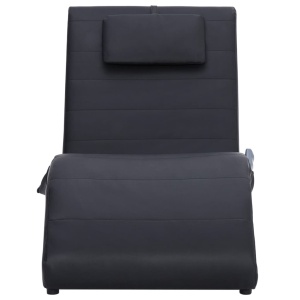 Șezlong de masaj cu pernă, negru, piele artificială - Img 4