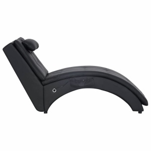 Șezlong de masaj cu pernă, negru, piele artificială - Img 4