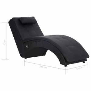 Șezlong de masaj cu pernă, negru, piele artificială - Img 10