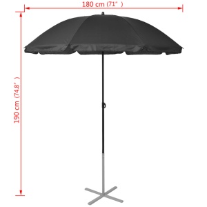Șezlonguri de plajă cu umbrelă, negru, aluminiu - Img 9