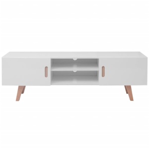 Stativ TV, alb lucios, 150 x 35 x 48,5 cm, MDF - Img 3