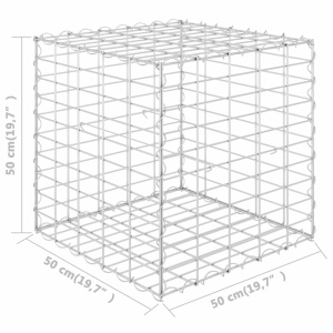 Strat inălțat cub gabion, 50 x 50 x 50 cm, sârmă de oțel - Img 5