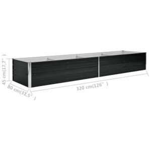 Strat inălțat de grădină antracit 320x80x45 cm oțel galvanizat - Img 6