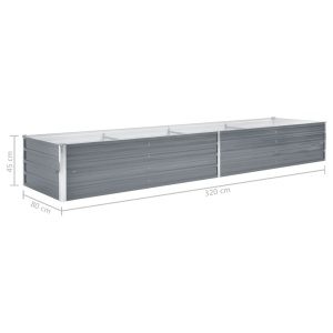 Strat inălțat de grădină, gri, 320 x 80 x 45 cm oțel galvanizat - Img 6