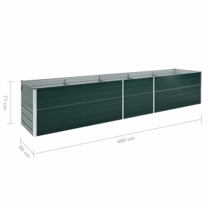 Strat inălțat de grădină, verde, 400x80x77 cm, oțel galvanizat - Img 5
