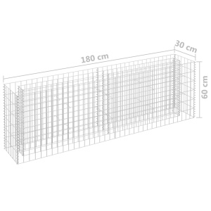 Strat inălțat gabion, 180 x 30 x 60 cm, oțel galvanizat - Img 6