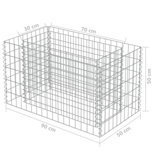 Strat inălțat gabion, 90 x 50 x 50 cm, oțel galvanizat - Img 7