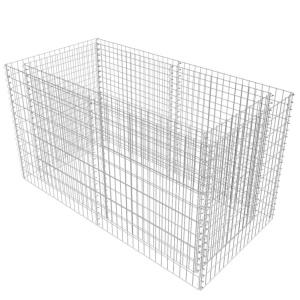 Strat inălțat gabion, argintiu, 180 x 90 x 100 cm, oțel - Img 2