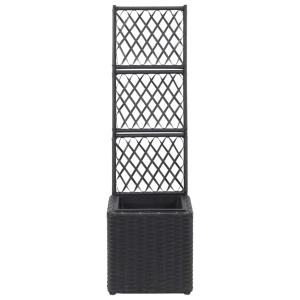 Strat inălțat spalier 1 ghiveci negru 30x30x107 cm poliratan - Img 2