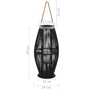 Suport de lumânări suspendat tip felinar, negru, 60 cm, bambus - Img 5