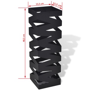 Suport pătrat pentru depozitare umbrelă și baston, oțel, 48,5cm, negru - Img 5