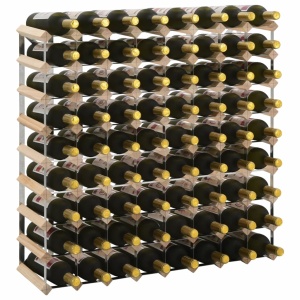 Suport sticle de vin pentru 72 de sticle, lemn masiv de pin