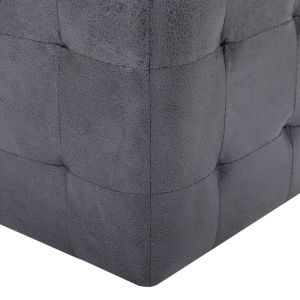 Taburet, 2 buc., gri, 30x30x30 cm, piele intoarsă ecologică - Img 6