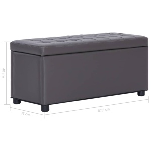 Taburet de depozitare, gri, 87,5 cm, piele artificială - Img 5