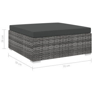 Taburet modular, 1 buc., gri, poliratan, cu pernă - Img 4
