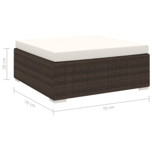 Taburet modular, 1 buc., maro, poliratan, cu pernă - Img 4