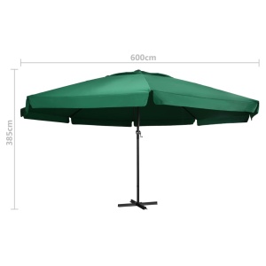 Umbrelă de soare de exterior, stâlp aluminiu, verde, 600 cm - Img 5