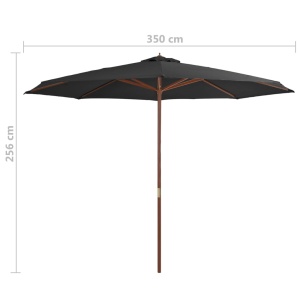 Umbrelă de soare de exterior, stâlp din lemn, antracit, 350 cm - Img 4