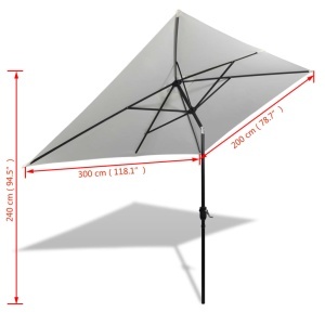 Umbrelă de soare dreptunghiulară 200 x 300, Alb nisip - Img 5