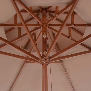 Umbrelă de soare dublă, stâlp din lemn, 270 cm, gri taupe - Img 2