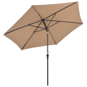 Umbrelă de soare exterior, LED-uri și stâlp oțel, taupe, 300 cm - Img 4