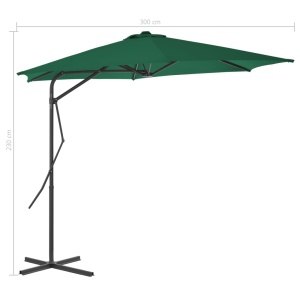 Umbrelă soare de exterior cu stâlp din oțel, verde, 300 cm - Img 6