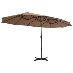Umbrelă soare exterior cu stâlp aluminiu gri taupe 460x270 cm - Img 4