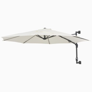 Umbrelă soare, montaj pe perete, stâlp metalic, 300 cm, nisipiu - Img 3