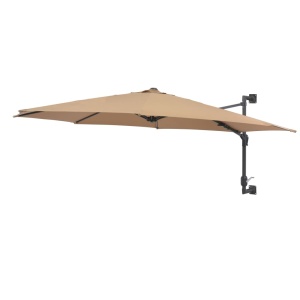 Umbrelă soare montaj pe perete tijă metalică gri taupe 300 cm - Img 2